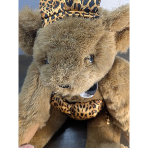 Vermont Teddy Bear Playboy Bunny Style 15" Stuffed Plush Animal Leopard Print - Picture 8 of 13